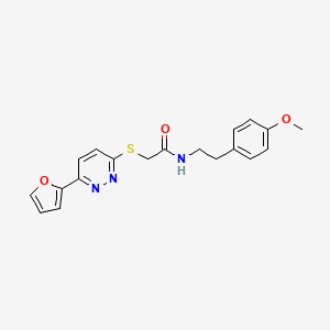 molecular formula C19H19N3O3S B2469332 2-[6-(furan-2-yl)pyridazin-3-yl]sulfanyl-N-[2-(4-methoxyphenyl)ethyl]acetamide CAS No. 872704-67-1