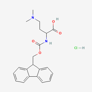 molecular formula C21H25ClN2O4 B2469333 盐酸2-((((9H-芴-9-基)甲氧羰基)氨基)-4-(二甲氨基)丁酸 CAS No. 2137488-99-2