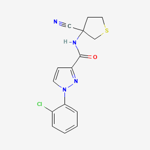 molecular formula C15H13ClN4OS B2469340 1-(2-chlorophenyl)-N-(3-cyanothiolan-3-yl)-1H-pyrazole-3-carboxamide CAS No. 1428090-17-8