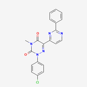 molecular formula C20H14ClN5O2 B2469342 2-(4-chlorophenyl)-4-methyl-6-(2-phenyl-4-pyrimidinyl)-1,2,4-triazine-3,5(2H,4H)-dione CAS No. 477854-28-7