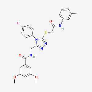 molecular formula C27H26FN5O4S B2469346 N-((4-(4-fluorophenyl)-5-((2-oxo-2-(m-tolylamino)ethyl)thio)-4H-1,2,4-triazol-3-yl)methyl)-3,5-dimethoxybenzamide CAS No. 391943-03-6