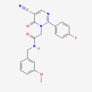molecular formula C21H17FN4O3 B2469350 2-(5-cyano-2-(4-fluorophenyl)-6-oxopyrimidin-1(6H)-yl)-N-(3-methoxybenzyl)acetamide CAS No. 1251602-34-2