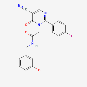 molecular formula C21H17FN4O3 B2469350 2-(5-氰基-2-(4-氟苯基)-6-氧代嘧啶-1(6H)-基)-N-(3-甲氧基苄基)乙酰胺 CAS No. 1251602-34-2