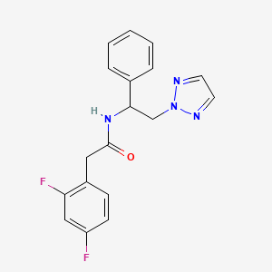 molecular formula C18H16F2N4O B2469356 2-(2,4-difluorophenyl)-N-(1-phenyl-2-(2H-1,2,3-triazol-2-yl)ethyl)acetamide CAS No. 2034406-17-0