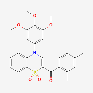 molecular formula C26H25NO6S B2469359 (2,4-dimethylphenyl)[1,1-dioxido-4-(3,4,5-trimethoxyphenyl)-4H-1,4-benzothiazin-2-yl]methanone CAS No. 1114649-08-9