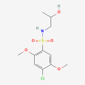 molecular formula C11H16ClNO5S B2469360 4-chloro-N-(2-hydroxypropyl)-2,5-dimethoxybenzenesulfonamide CAS No. 1087646-39-6