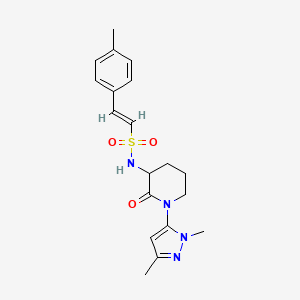 molecular formula C19H24N4O3S B2469381 (E)-N-[1-(2,5-Dimethylpyrazol-3-yl)-2-oxopiperidin-3-yl]-2-(4-methylphenyl)ethenesulfonamide CAS No. 2111875-22-8