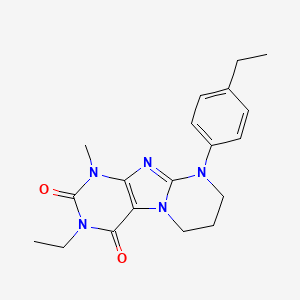 molecular formula C19H23N5O2 B2469382 3-ethyl-9-(4-ethylphenyl)-1-methyl-7,8-dihydro-6H-purino[7,8-a]pyrimidine-2,4-dione CAS No. 845666-90-2