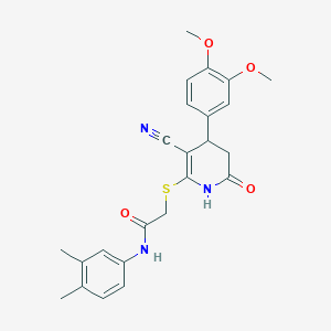 2-{[3-cyano-4-(3,4-dimethoxyphenyl)-6-oxo-1,4,5,6-tetrahydropyridin-2-yl]sulfanyl}-N-(3,4-dimethylphenyl)acetamide