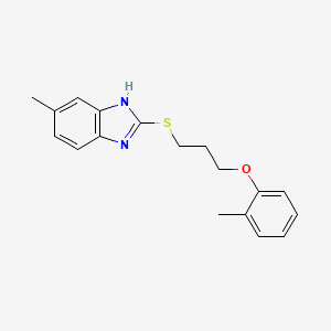 molecular formula C18H20N2OS B2469384 5-METHYL-2-{[3-(2-METHYLPHENOXY)PROPYL]SULFANYL}-1H-1,3-BENZODIAZOLE CAS No. 637323-26-3