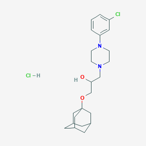 molecular formula C23H34Cl2N2O2 B2469395 1-(Adamantan-1-yloxy)-3-[4-(3-chlorophenyl)piperazin-1-yl]propan-2-ol hydrochloride CAS No. 1216954-00-5