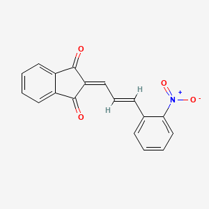 molecular formula C18H11NO4 B2469396 2-[(E)-3-(2-硝基苯基)-2-丙烯亚基]-1H-茚满-1,3(2H)-二酮 CAS No. 554436-81-6
