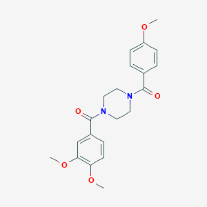molecular formula C21H24N2O5 B246940 1-(3,4-Dimethoxybenzoyl)-4-(4-methoxybenzoyl)piperazine 