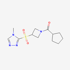 molecular formula C12H18N4O3S B2469403 cyclopentyl(3-((4-methyl-4H-1,2,4-triazol-3-yl)sulfonyl)azetidin-1-yl)methanone CAS No. 2034428-31-2