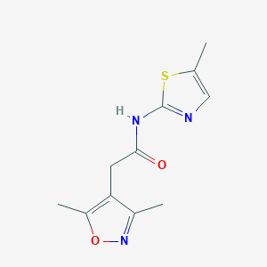 molecular formula C11H13N3O2S B2469407 2-(3,5-二甲基异恶唑-4-基)-N-(5-甲基噻唑-2-基)乙酰胺 CAS No. 924724-54-9