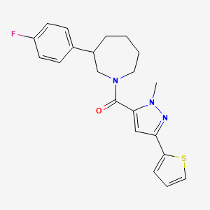 molecular formula C21H22FN3OS B2469408 （3-(4-氟苯基)氮杂环庚-1-基)（1-甲基-3-(噻吩-2-基)-1H-吡唑-5-基)甲酮 CAS No. 1798041-31-2