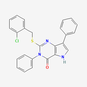 molecular formula C25H18ClN3OS B2469411 2-((2-chlorobenzyl)thio)-3,7-diphenyl-3H-pyrrolo[3,2-d]pyrimidin-4(5H)-one CAS No. 2034372-40-0