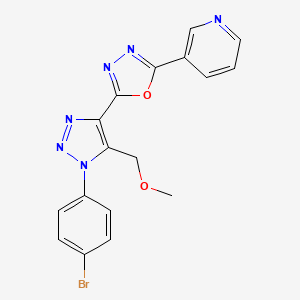 molecular formula C17H13BrN6O2 B2469433 2-(1-(4-bromophenyl)-5-(methoxymethyl)-1H-1,2,3-triazol-4-yl)-5-(pyridin-3-yl)-1,3,4-oxadiazole CAS No. 1081132-26-4