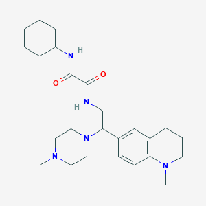 molecular formula C25H39N5O2 B2469445 N1-cyclohexyl-N2-(2-(1-methyl-1,2,3,4-tetrahydroquinolin-6-yl)-2-(4-methylpiperazin-1-yl)ethyl)oxalamide CAS No. 922038-87-7