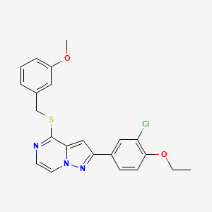 molecular formula C22H20ClN3O2S B2469447 2-(3-Chloro-4-ethoxyphenyl)-4-[(3-methoxybenzyl)thio]pyrazolo[1,5-a]pyrazine CAS No. 1105212-03-0