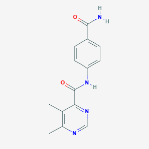 molecular formula C14H14N4O2 B2469448 N-(4-Carbamoylphenyl)-5,6-dimethylpyrimidine-4-carboxamide CAS No. 2415624-01-8