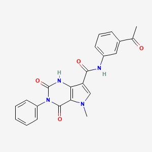 molecular formula C22H18N4O4 B2469454 N-(3-acetylphenyl)-5-methyl-2,4-dioxo-3-phenyl-2,3,4,5-tetrahydro-1H-pyrrolo[3,2-d]pyrimidine-7-carboxamide CAS No. 923234-46-2
