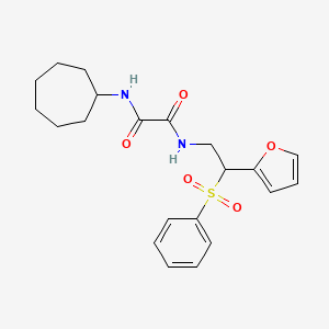 molecular formula C21H26N2O5S B2469458 N1-cycloheptyl-N2-(2-(furan-2-yl)-2-(phenylsulfonyl)ethyl)oxalamide CAS No. 896317-49-0