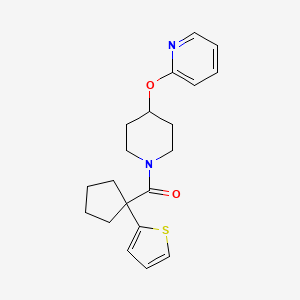 molecular formula C20H24N2O2S B2469462 (1-(thiophène-2-yl)cyclopentyl)(4-(pyridin-2-yloxy)pipéridin-1-yl)méthanone CAS No. 1421500-71-1