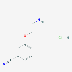 molecular formula C10H13ClN2O B2469465 3-[2-(甲氨基)乙氧基]苯甲腈;盐酸盐 CAS No. 2567495-52-5