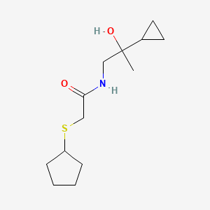 molecular formula C13H23NO2S B2469472 2-(环戊硫基)-N-(2-环丙基-2-羟基丙基)乙酰胺 CAS No. 1448050-43-8