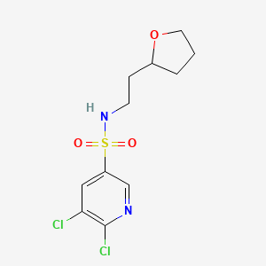 molecular formula C11H14Cl2N2O3S B2469474 5,6-dichloro-N-[2-(oxolan-2-yl)ethyl]pyridine-3-sulfonamide CAS No. 1356630-24-4