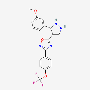 molecular formula C19H13F3N4O3 B2469482 5-[3-(3-Methoxyphenyl)pyrazolidin-4-yl]-3-[4-(trifluoromethoxy)phenyl]-1,2,4-oxadiazole CAS No. 2034337-08-9