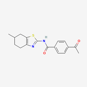 4-acetyl-N-(6-methyl-4,5,6,7-tetrahydrobenzo[d]thiazol-2-yl)benzamide