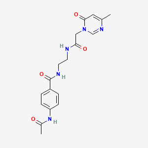 molecular formula C18H21N5O4 B2469487 4-acetamido-N-(2-(2-(4-methyl-6-oxopyrimidin-1(6H)-yl)acetamido)ethyl)benzamide CAS No. 1203297-78-2
