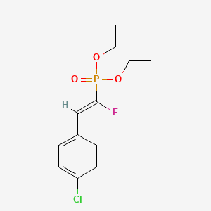 molecular formula C12H15ClFO3P B2469493 diethyl (Z)-(2-(4-chlorophenyl)-1-fluorovinyl)phosphonate CAS No. 398486-54-9