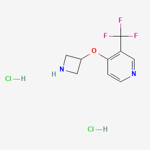 molecular formula C9H11Cl2F3N2O B2469494 4-(Azetidin-3-yloxy)-3-(trifluoromethyl)pyridine;dihydrochloride CAS No. 2375271-00-2