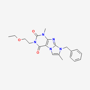 molecular formula C20H23N5O3 B2469496 8-苄基-3-(2-乙氧基乙基)-1,7-二甲基-1H-咪唑并[2,1-f]嘌呤-2,4(3H,8H)-二酮 CAS No. 877644-36-5