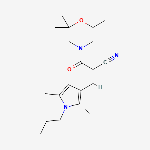 molecular formula C20H29N3O2 B2469504 (Z)-3-(2,5-dimethyl-1-propylpyrrol-3-yl)-2-(2,2,6-trimethylmorpholine-4-carbonyl)prop-2-enenitrile CAS No. 1356819-29-8