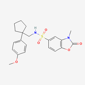 molecular formula C21H24N2O5S B2469508 N-((1-(4-methoxyphenyl)cyclopentyl)methyl)-3-methyl-2-oxo-2,3-dihydrobenzo[d]oxazole-5-sulfonamide CAS No. 1428349-44-3