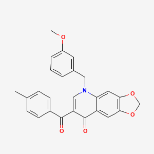 molecular formula C26H21NO5 B2469513 5-[(3-methoxyphenyl)methyl]-7-(4-methylbenzoyl)-2H,5H,8H-[1,3]dioxolo[4,5-g]quinolin-8-one CAS No. 904433-91-6