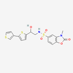 molecular formula C18H16N2O5S3 B2469520 N-(2-{[2,3'-bithiophene]-5-yl}-2-hydroxyethyl)-3-methyl-2-oxo-2,3-dihydro-1,3-benzoxazole-5-sulfonamide CAS No. 2097859-75-9