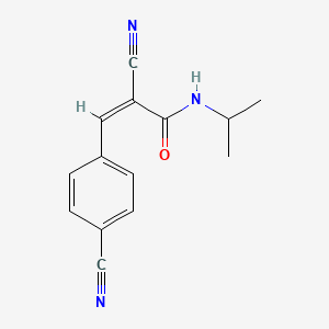 molecular formula C14H13N3O B2469521 (Z)-2-Cyano-3-(4-cyanophenyl)-N-propan-2-ylprop-2-enamide CAS No. 571943-00-5