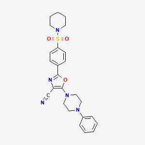 molecular formula C25H27N5O3S B2469522 5-(4-苯基哌嗪-1-基)-2-[4-(哌啶-1-基磺酰基)苯基]-1,3-恶唑-4-腈 CAS No. 941267-00-1