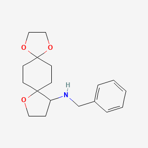 molecular formula C18H25NO3 B2469525 苄基-(1,4,9-三氧杂-双螺[4.2.4.2]十四烷-12-基)-胺 CAS No. 2177257-84-8