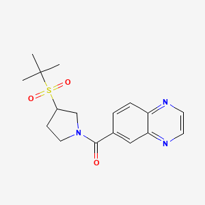 molecular formula C17H21N3O3S B2469526 (3-(Tert-butylsulfonyl)pyrrolidin-1-yl)(quinoxalin-6-yl)methanone CAS No. 2319807-85-5