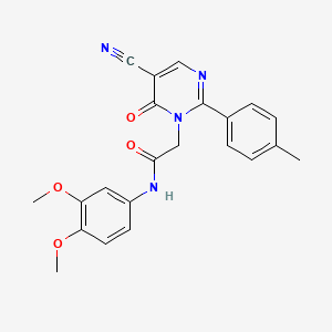 molecular formula C22H20N4O4 B2469527 2-(5-cyano-6-oxo-2-(p-tolyl)pyrimidin-1(6H)-yl)-N-(3,4-dimethoxyphenyl)acetamide CAS No. 1251599-77-5