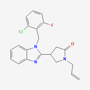 molecular formula C21H19ClFN3O B2469533 1-allyl-4-(1-(2-chloro-6-fluorobenzyl)-1H-benzo[d]imidazol-2-yl)pyrrolidin-2-one CAS No. 876887-83-1