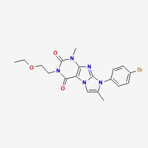 molecular formula C19H20BrN5O3 B2469534 8-(4-bromophenyl)-3-(2-ethoxyethyl)-1,7-dimethyl-1H-imidazo[2,1-f]purine-2,4(3H,8H)-dione CAS No. 877644-20-7