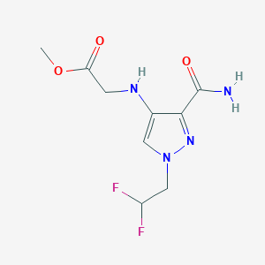 molecular formula C9H12F2N4O3 B2469551 Methyl 2-[[3-carbamoyl-1-(2,2-difluoroethyl)pyrazol-4-yl]amino]acetate CAS No. 2247206-77-3