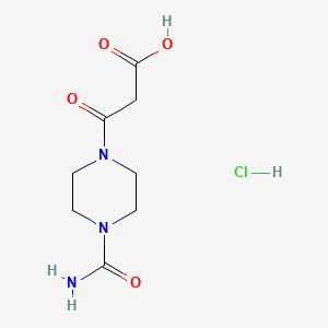 molecular formula C8H14ClN3O4 B2469554 3-(4-Carbamoylpiperazin-1-YL)-3-oxopropanoic acid hydrochloride CAS No. 1356113-93-3